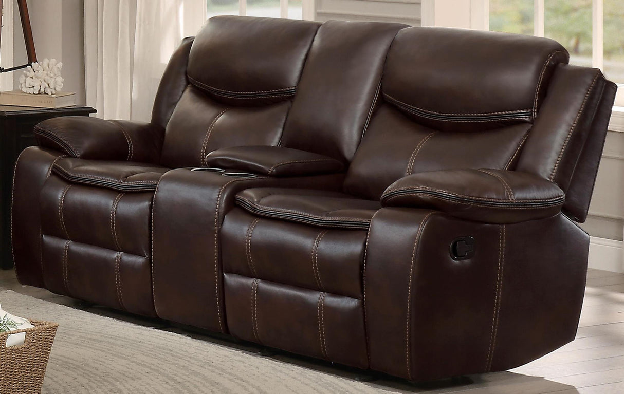 Homelegance Bastrop 79" Double Glider Reclining Loveseat (Manual), Brown