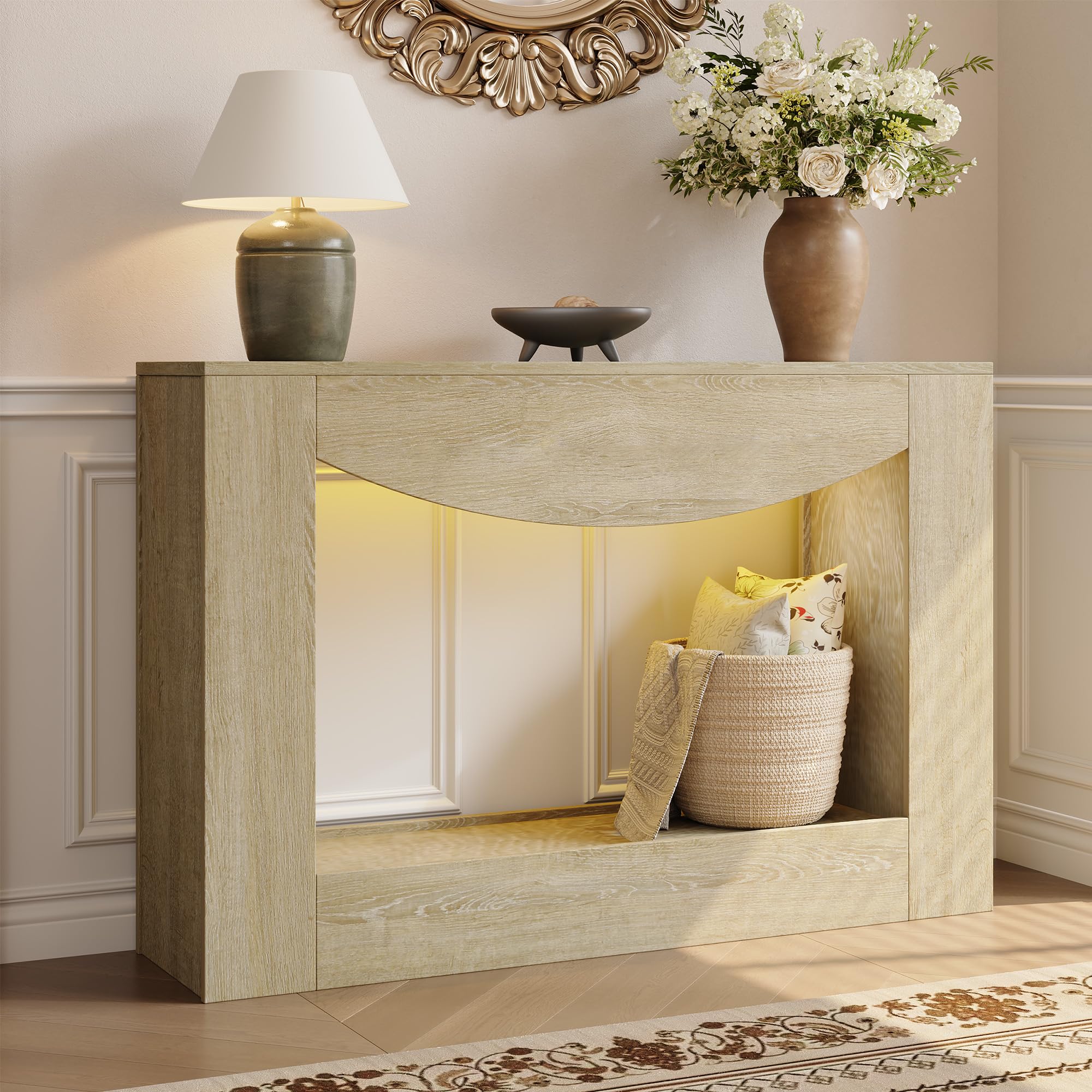 47" Farmhouse Console Table with LED Light