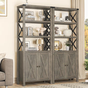 Book Shelf with Storage Cabinet, Farmhouse 5-Tier Bookshelf