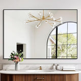 Black Bathroom Mirror, 48"X36" Rectangle Mirrors for Wall Metal Frame