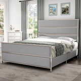 Queen Size Bed Frame with 59" Tall Headboard, Velvet Upholstered Platform Bed