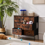 Dresser for Bedroom, Tall Dresser with 8 Drawers, Storage Tower with Fabric Bins, Double