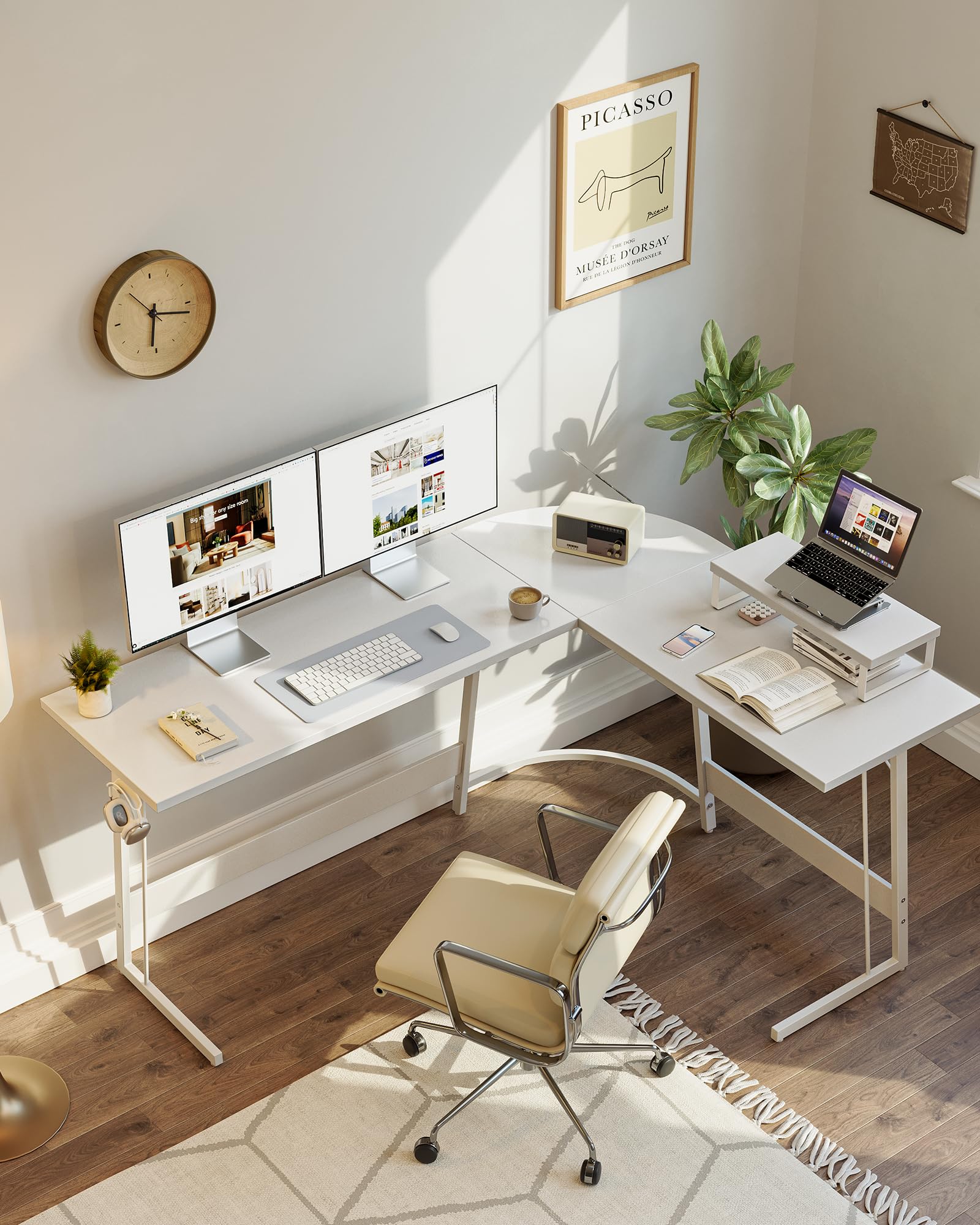 L Shaped Gaming Desk Computer Office Desk, 67 inch Corner Desk with Large