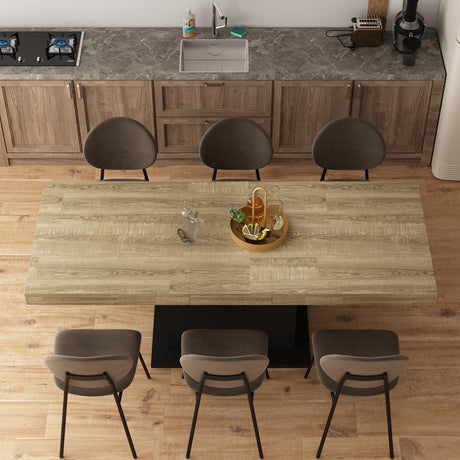 Extendable Dining Table for 8-10 People, Modern Wood Rectangular Expandable Kitchen