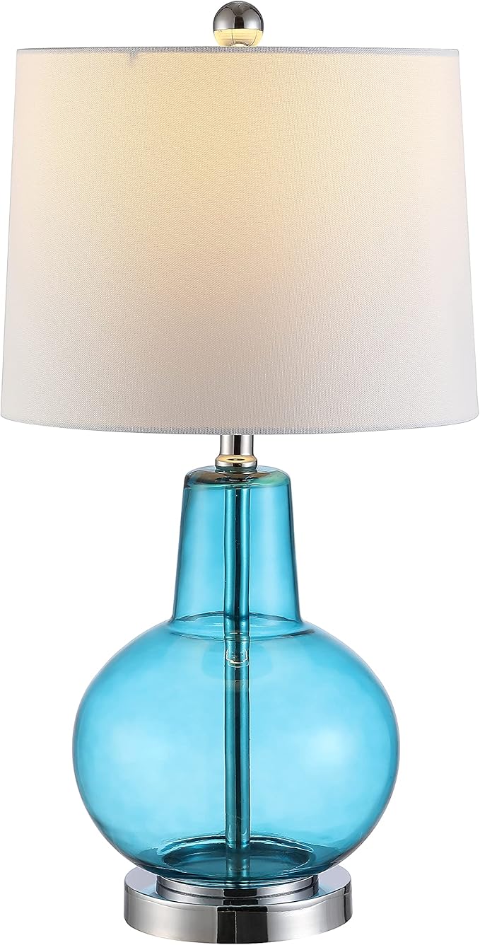 Lighting Collection Atlas Blue Crackle/ Light Grey Shade 24-inch Bedroom Living