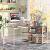 Reversible 55-inch L Shaped Desk with Drawer, Modern L Corner Desk Home Office