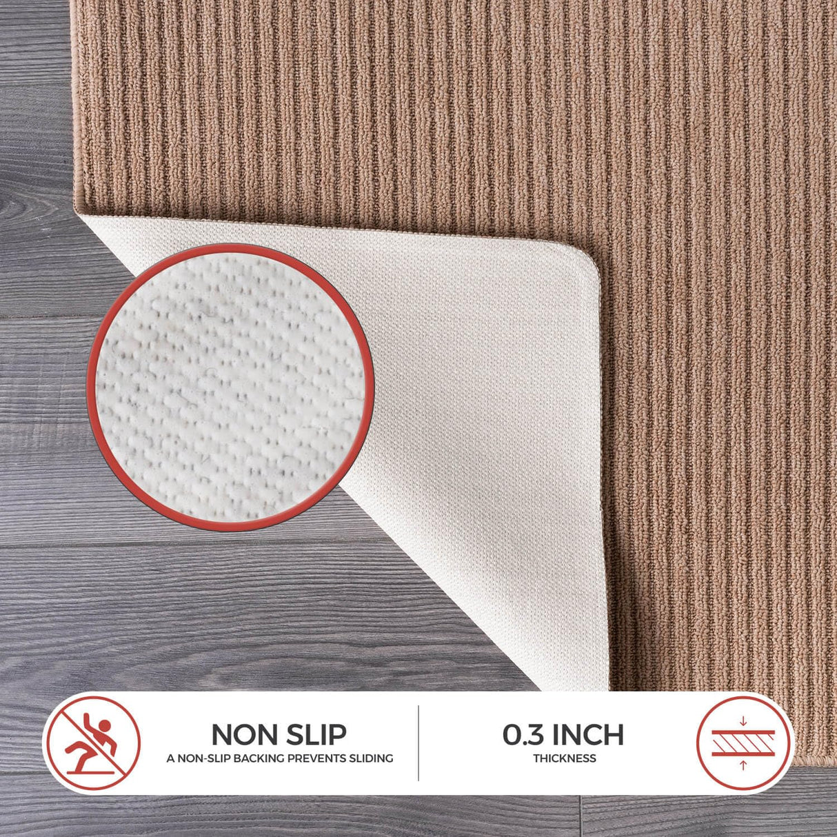 Non Slip Beige Solid Rubber Back Rug for Living Room 8x10 Area Rugs for Kitchen,