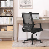 Ergonomic Office Chair Leather Seat and Mesh Back Computer Chair Executive Chair