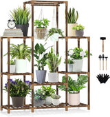 Plant Stand Indoor Outdoor, Tall Plant Shelf for Multiple Plants, 10 tiers 11 Pot Large Plant