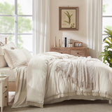 Beige Comforter Set King Size with Sheets -7 Pieces Boho Tassel Bed in a Bag Soft