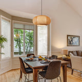 Bamboo Pendant Light Basket Weave Hanging Light, 1 Light Elegant Rattan Chandelier