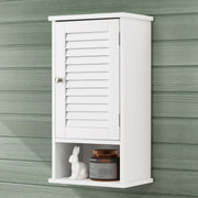 Wooden Bathroom Wall Cabinet, Single Louver Door Wood Storage Cabinet