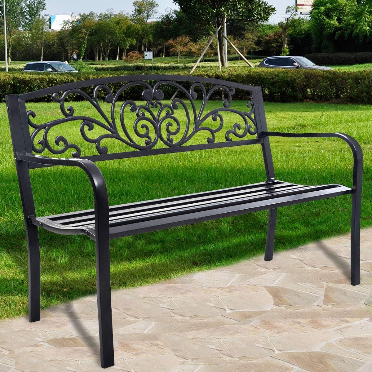 Garden Bench Park Patio Yard Furniture Decor Powde