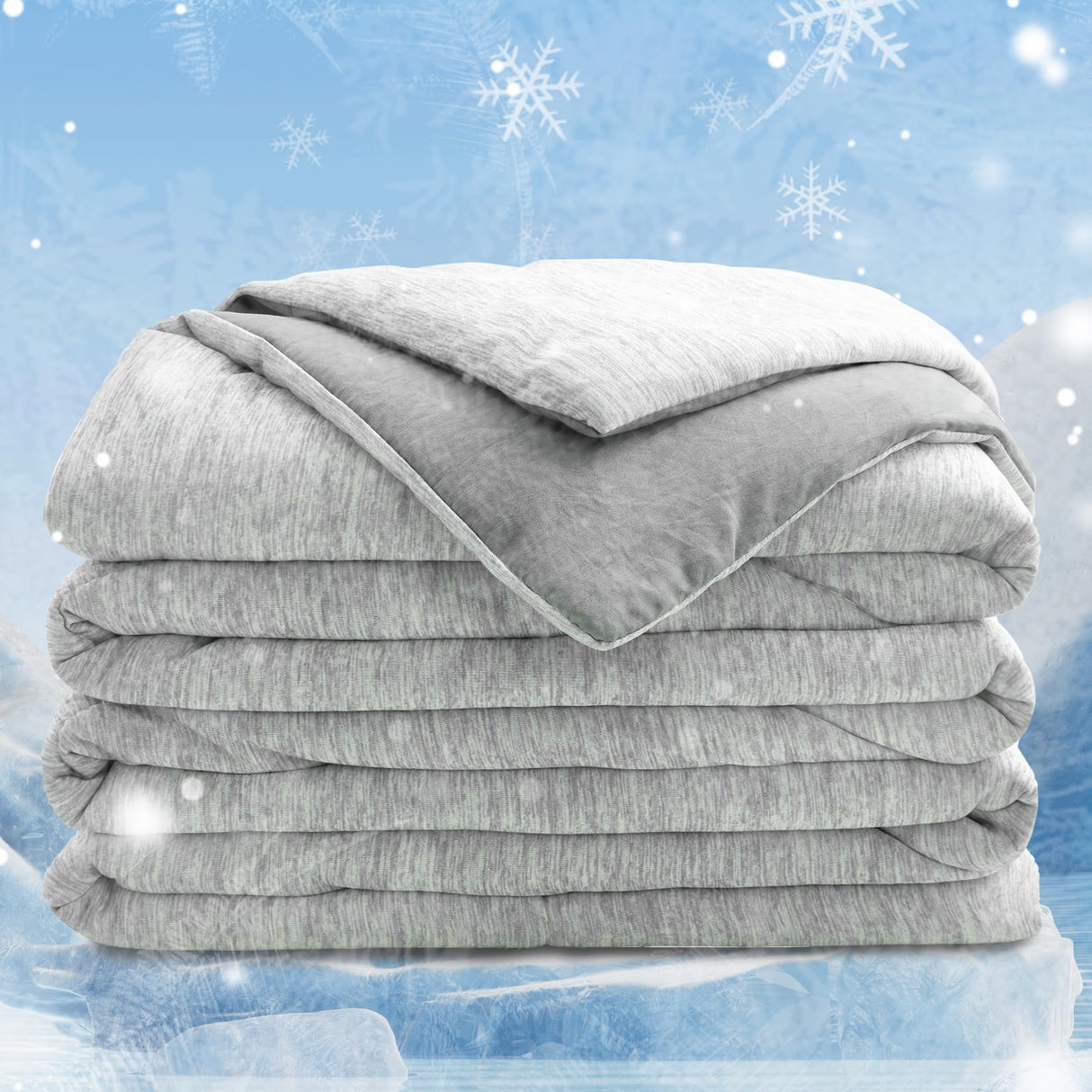 VK VK·LIVING Cooling Comforter Queen Size, Reversible All Season Cooling Comforter Grey, Soft Lightweight Comforter for Hot Sleepers, Breathable Thin Cooling Comforter (90"x90", Grey)