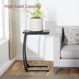 C Shaped End Table Side Table of 2, Small Sofa Table with Metal Frame