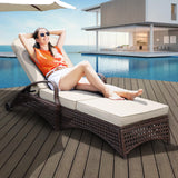 Chaise Lounge Outdoor Wicker Lounge Chair with Wheels