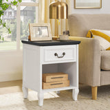 Farmhouse Nightstand Set of 2, Night Stands with Drawer Storage 18.8" White Bedside