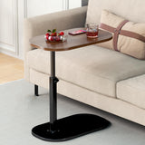 C Table End Table,Skinny Side Table Adjustable Height,360°Swivel TV Tray Table