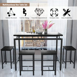 5 Pieces Dining Table Set for 4,Black Bar Table Set with 4 Bar Stools Counter Height Bar