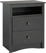 Sonoma Traditional Tall Nightstand Side Table with 2 Drawers and Open Shelf,