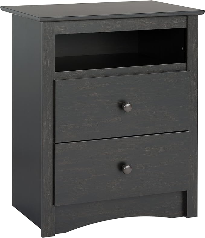 Fremont 2 Drawer Nightstand: Elegant Bedroom Furniture, Bedside Table with Open Shelf