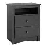 Sonoma Traditional Tall Nightstand Side Table with 2 Drawers and Open Shelf,