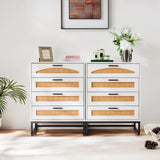 Mericonia 4/5 Drawer Rattan Dresser for Bedroom, Wooden Chest of Dressers, Modern Dresser Chest with Golden Handles for Bedroom,Living Room, Hallway and Entryway
