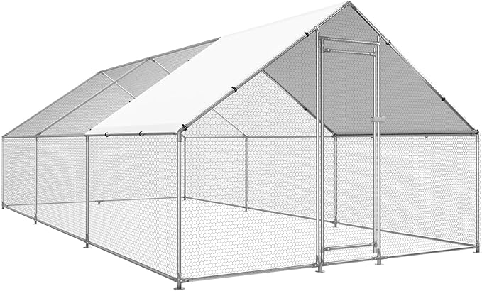SkyRoost Steel Chicken Coop – Outdoor Metal Run with UV Cover