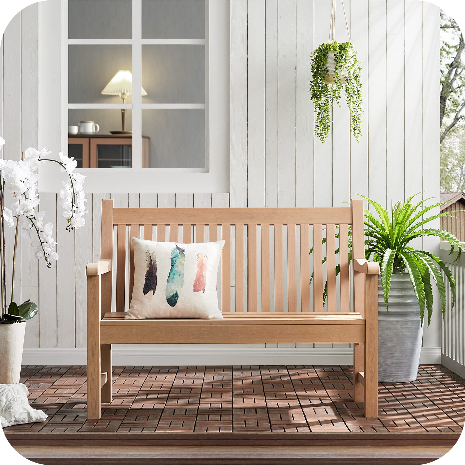 2-Person Poly Lumber Outdoor Bench with 700 Lbs Weight Capacity – Weatherproof