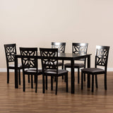 Modern and Contemporary Grey Fabric Upholstered and Dark Brown Finished Wood 7
