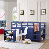 Naomi Twin Size Loft Bed with Storage, Desk, Cabinet Ladder, Low Study Pine Wood for