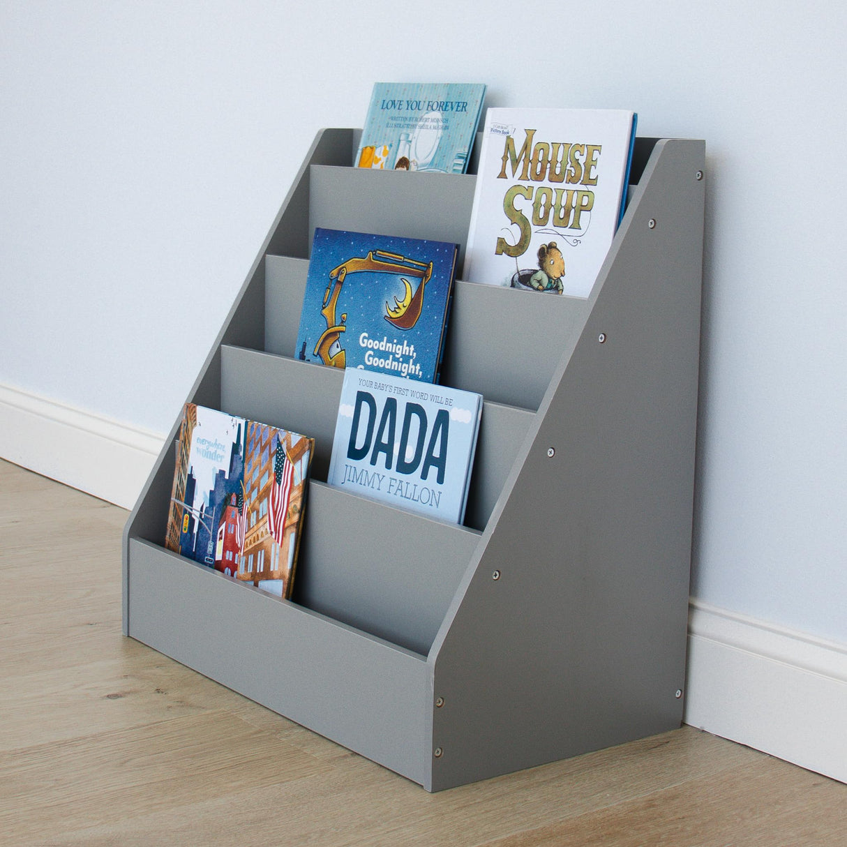 Camden, Grey Children's Wooden Bookcase Storage Rack with 5 Tiers