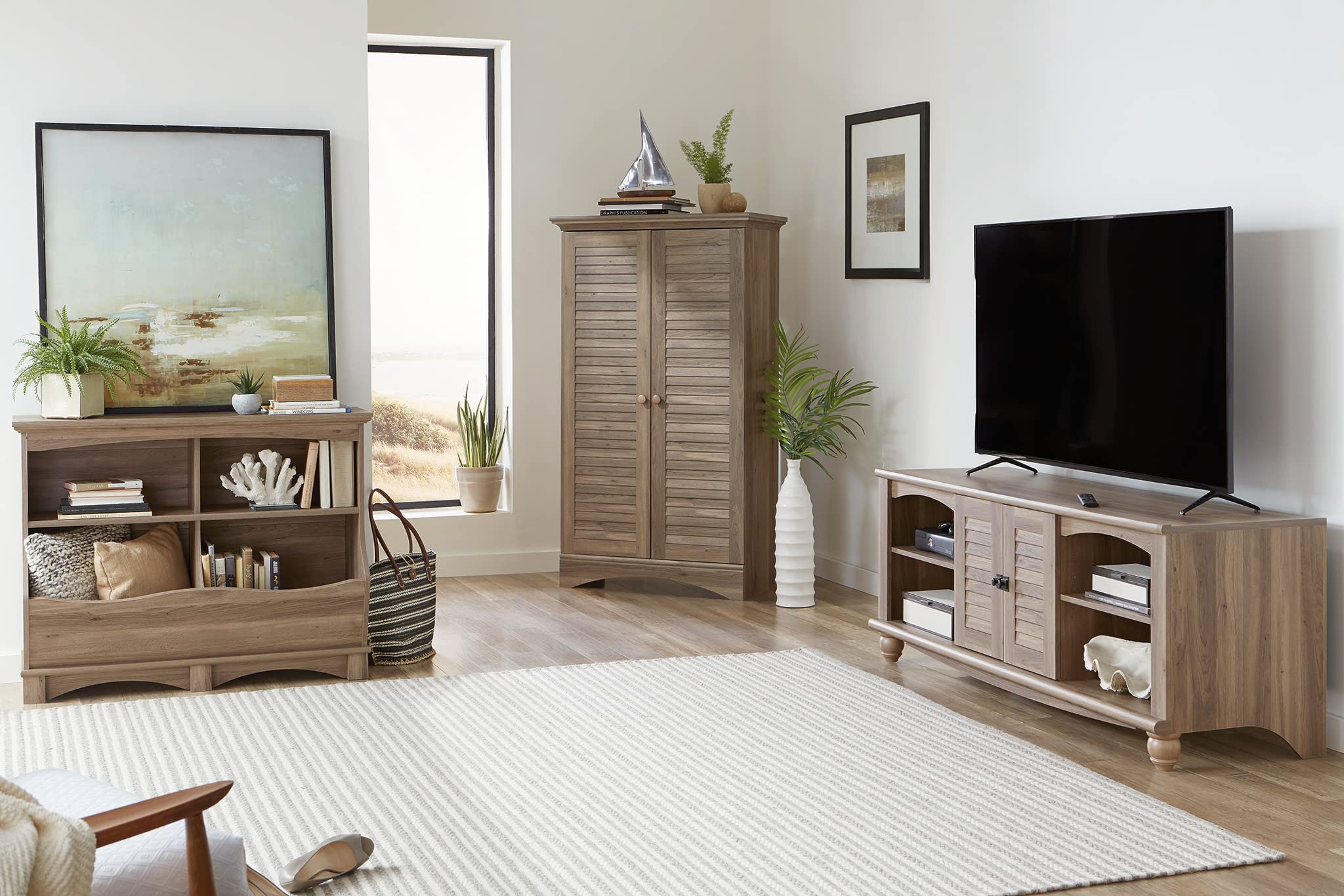 Harbor View Storage Pantry Cabinet, L: 35.43" x W: 16.73" x H: 61.02"