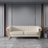 Velvet Sofa,Channel Tufted Velvet Sofa Couch with Stainless Steel Base and Comfortable