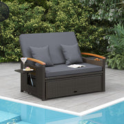 Moccha Outdoor Wicker Daybed, Patio Rattan Loveseat Sofa w/ 4-Level Adjustable