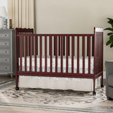 Crib, 3-in-1 Convertible Crib Wood Full Size Toddler Bed with Locking Wheels for Nursery