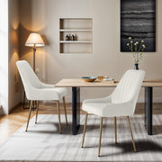LOVSPATIO Dining Chairs Set of 2, Mid Century Modern Kitchen Armless Dining Chairs with Velvet Cushion Seat & with Gold Metal Legs for Vanity Room Bedroom Living Room (White)
