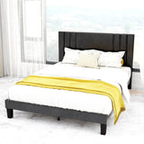 Queen Size Bed Frame, Linen Fabric Upholstered Platform