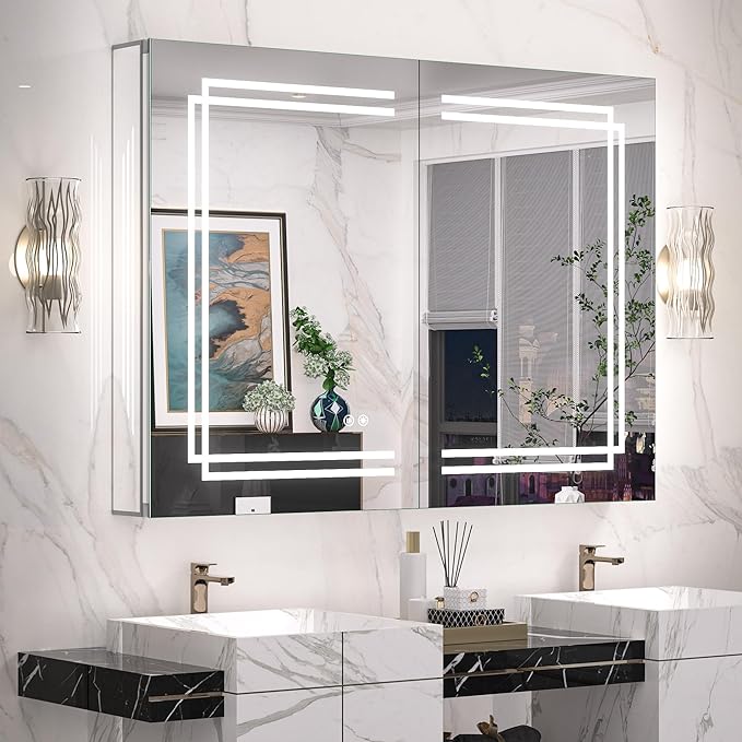 Lighted Medicine Cabinet with LED Vanity Mirror for Bathroom