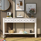 60" Long Console Table Sideboard with 2 Storage Drawers and Bottom Shelf for Living Room,