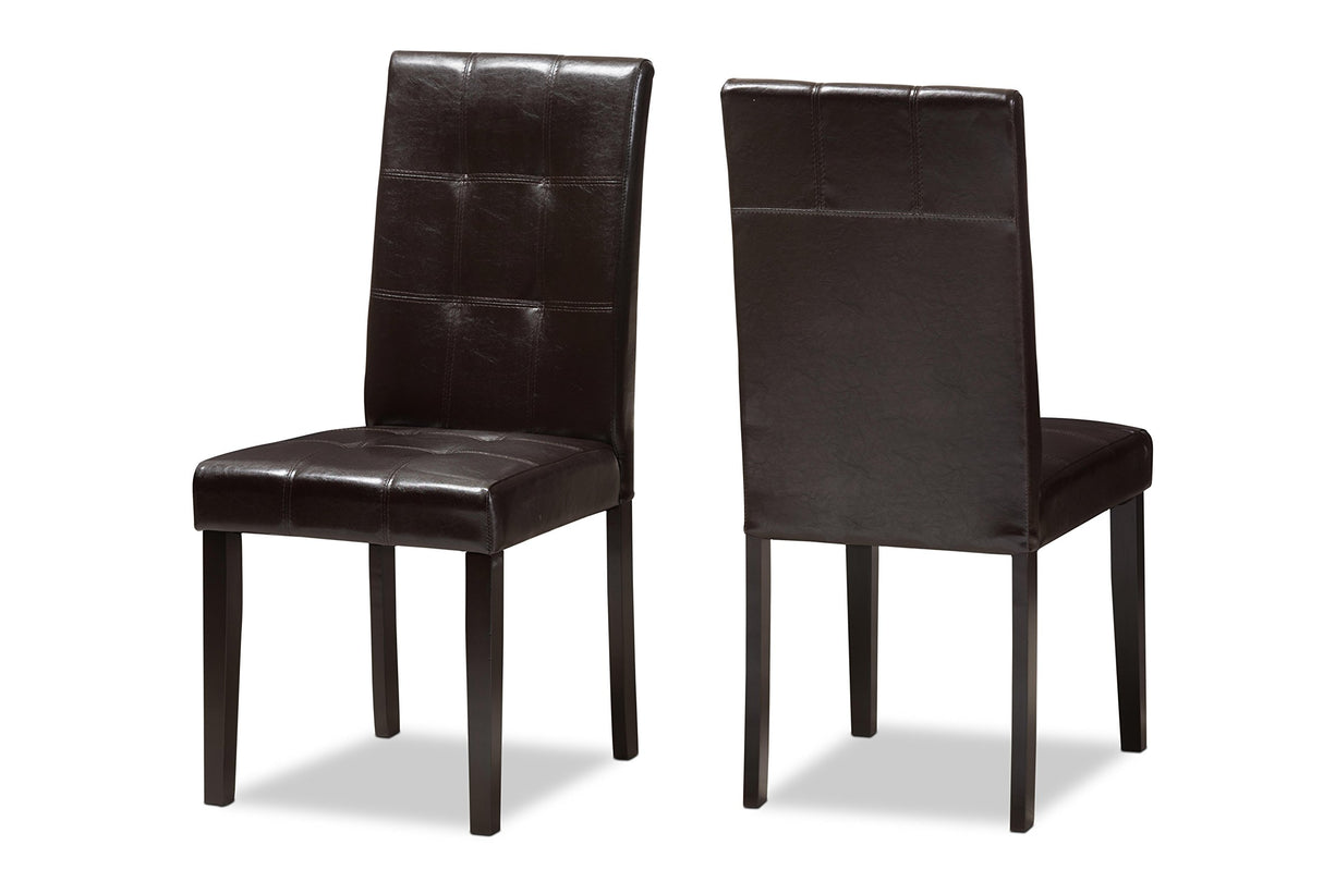 Avery Dining Set and Dining Set Dark Brown Faux Leather Upholstered 5-Piece Dining Set
