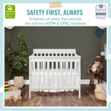 Aden 4-in-1 Convertible Mini Crib In White, Greenguard Gold Certified, Non-Toxic Finish