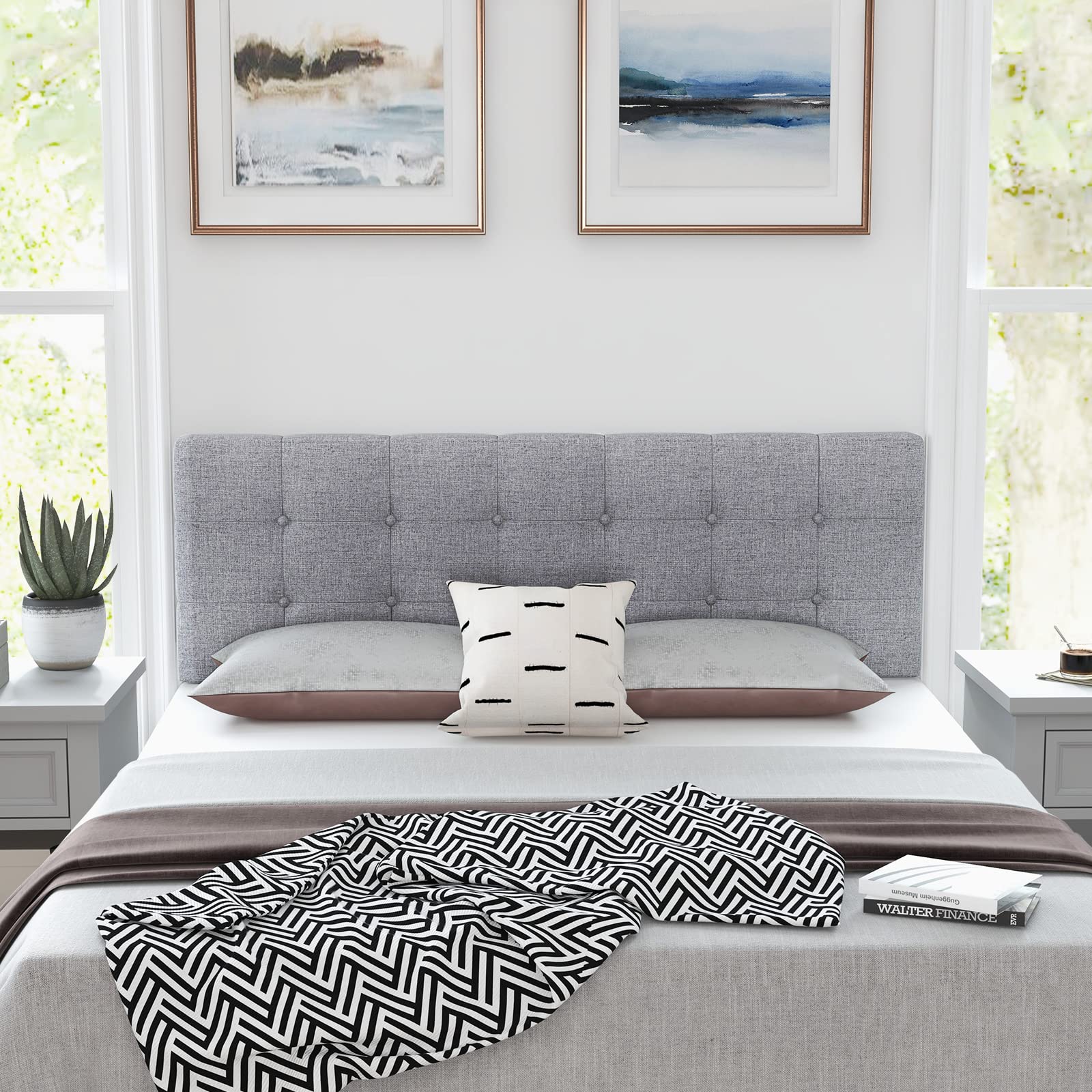 Linen Upholstered Headboard for Full & Queen Size Bed Frame