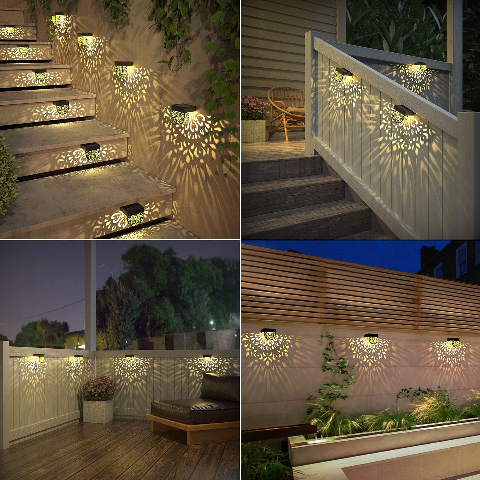 Solar Fence Lights Wall lihgts Outdoor Decorations 6 Pack Solar Deck