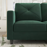 HONBAY U Shaped Sectional Sofa Convertible Couch with Double Chaises 4 Seat Sofa with Two Ottomans, Velvet Green