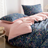 Floral Queen Comforter Set 3 Pieces Soft Cotton Chic Garden Style Floral Print Lightweight Vintage Botanical