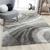 Lantanas Cream 8x10 Modern Shag Geometric Area Rug