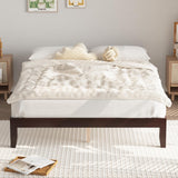 King Wood Platform Bed Frame with Slats - Cherry Finish