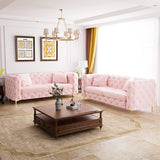 75 Inch Sofa Couch Modern Upholstered Couch Tufted Velvet Sofa High Arm and Metal