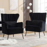 Accent Chair for Living Room - Wingback Arm Chair Modern Bedroom Sofa Velvet